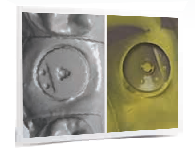 Impression stage displaying the unique occlusal coding on Encode® Emergence healing abutments for accurate digital or traditional impression capture without the need for copings or scan bodies.