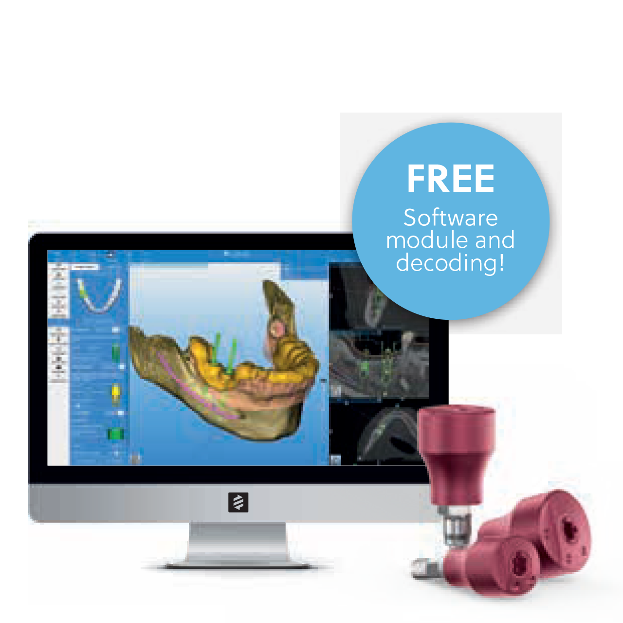 The laboratory decodes* the Encode Emergence Healing Abutment on RealGUIDE™ and proceeds with the CAD Design.**