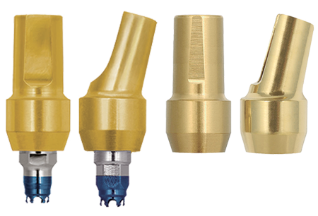 GingiHue Abutments EP® Emergence Profile dimensions and a gold-colored titanium nitride coating provide for a natural blend with the soft tissue that is adjacent to porcelain-fused-to-metal restorations